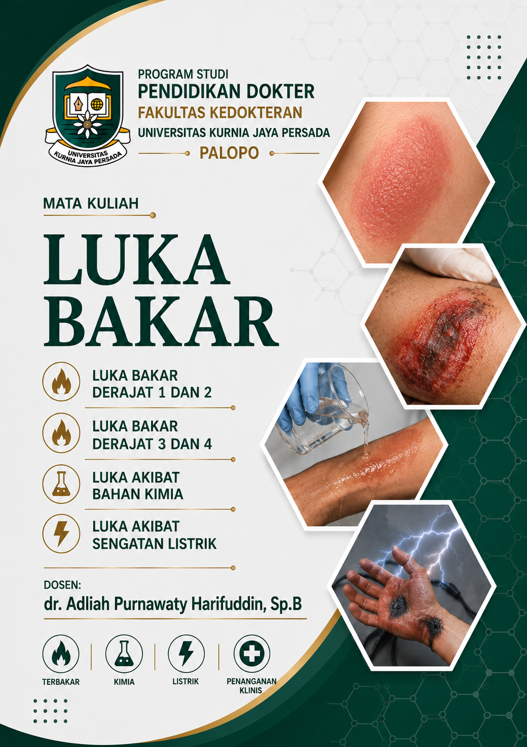 Luka bakar derajat 1 dan 2, 3 dan 4, Luka akibat bahan kimia, Luka akibat sengatan listrik